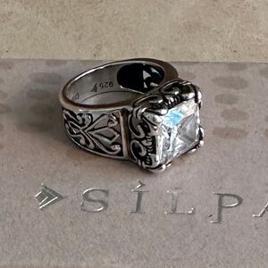 Silpada .925 Sterling Silver/Cubic Zirconia Uptown Filigree Ring Size 7 Classic